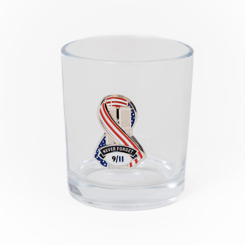 Never Forget Ribbon Water Glass