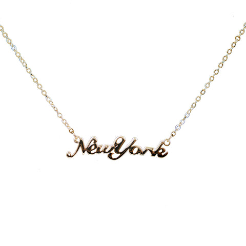 New York Script Necklace - Gold