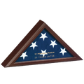 Triangular flag display case with 9/11 Memorial & Museum branding on a white background