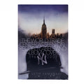 Book cover entitled "THE WORLD TRADE CENTER AS SEEN ON RECORD LABELS AND ALBUM COVERS 1964-2001" featuring an image of the NYC skyline and Biggie Smalls in a Yankees cap.