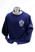 Navy crewneck with FDNY logo on left chest in white lettering.