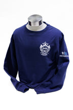Navy crewneck with FDNY logo on left chest in white lettering.