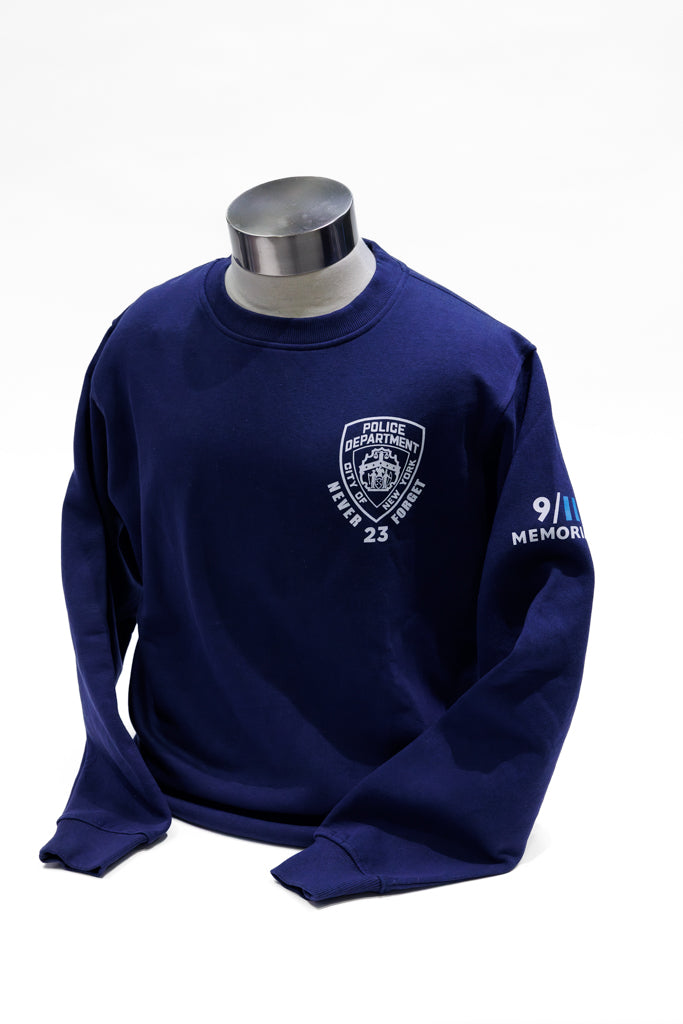 Navy Crewneck with NYPD logo on left chest in white lettering.