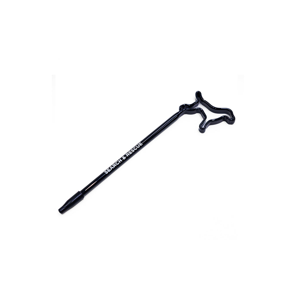 Black search and rescue dog pen.