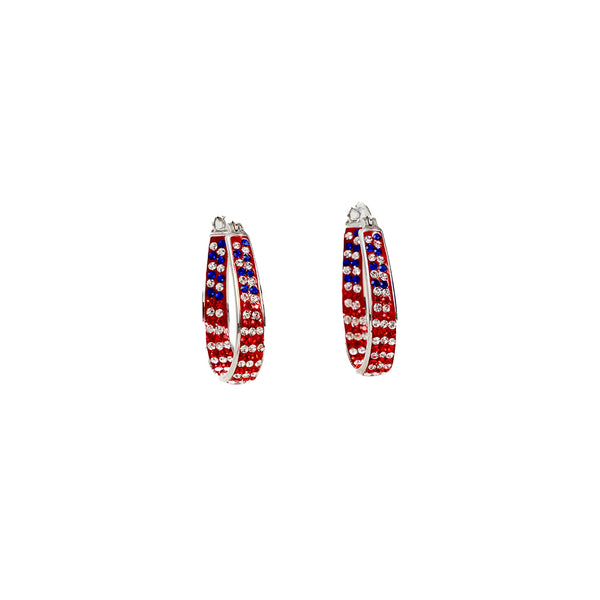 American Flag Jeweled Hoop Earrings