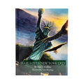 Cover of the children's book 'Ellie Loves New York City' featuring an illustration of the Statue of Liberty and a stylized eagle with a cityscape in the background.