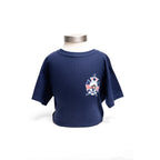 Navy youth t-shirt with red, white and blue FDNY shield.