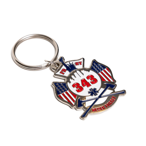 FDNY Shield Keychain - Red, White and Blue