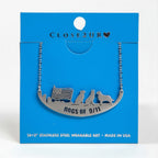 Necklace with 'Dogs of 9/11' design on a blue card with 'Close 2 Ur Heart' branding.