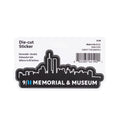 A black and white sticker with a skyline graphic and '9/11 MEMORIAL & MUSEUM' text.