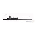 A laser-cut steel miniature skyline of New York, featuring the silhouette of the Twin Towers.