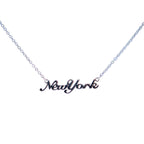 Necklace with 'New York' pendant on a white background