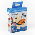 Mini Building Block magnet of a Yellow Lab in an orange 'SEARCH & RESCUE' vest featured in a small square box with an image of the finished product