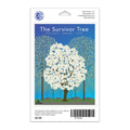'The Survivor Tree' sticker with a tree illustration on a blue background.