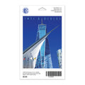 Sticker featuring One World Trade Center and Oculus with a blue background.