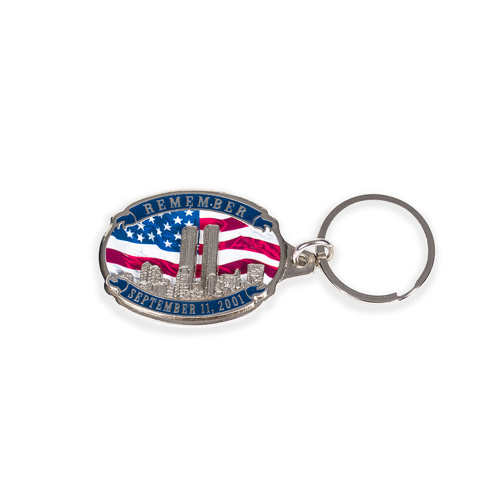 Twin Towers & Flag Keychain
