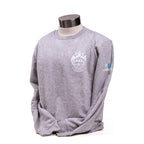 Grey crewneck sweatshirt with FDNY logo on the front and the 9/11 Memorial logo on the sleeve.