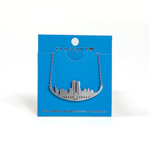Twin Towers Skyline Necklace - Stainless Steel