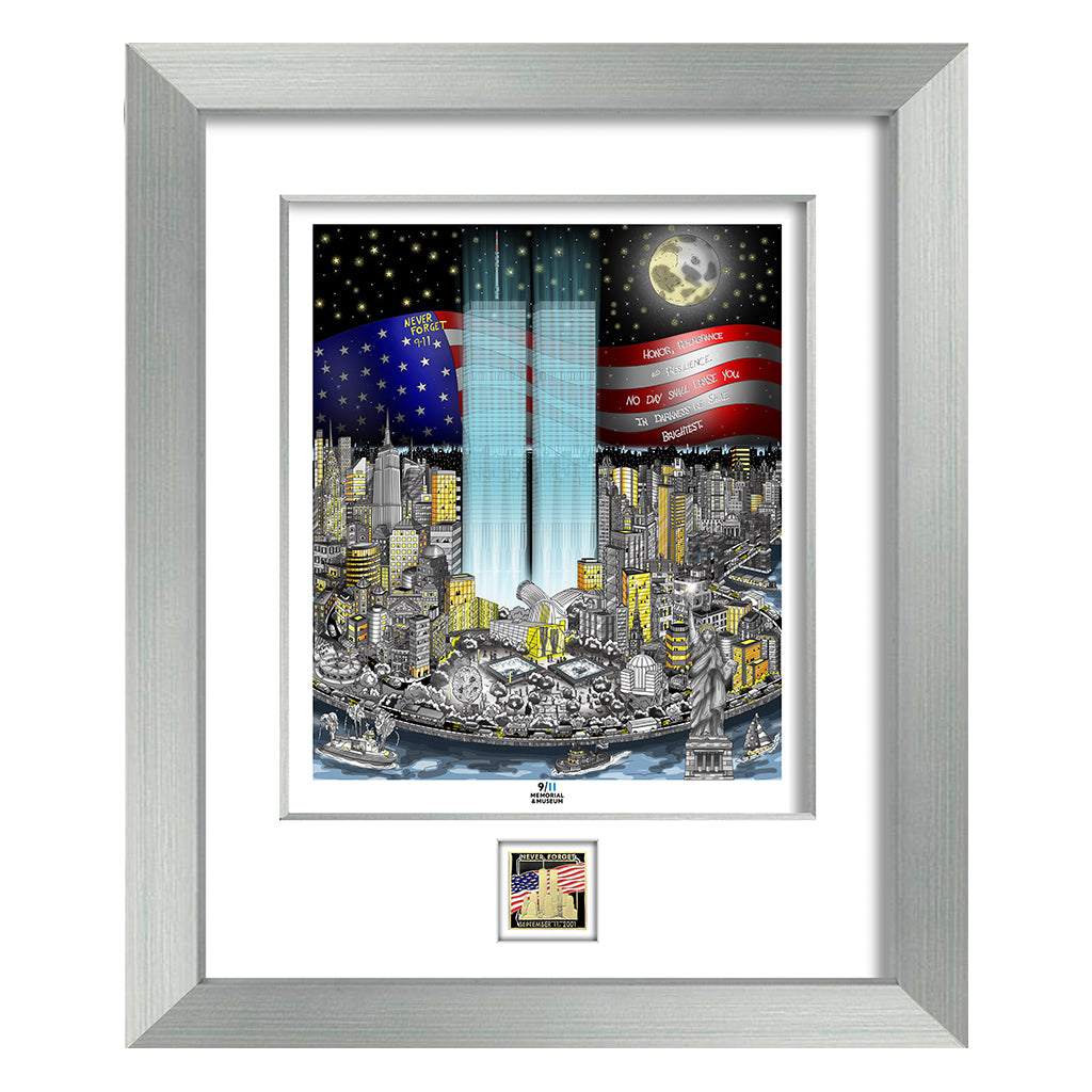 3D Deluxe Limited Edition Print - 24 1/2" x30" Silver Frame in Black & White